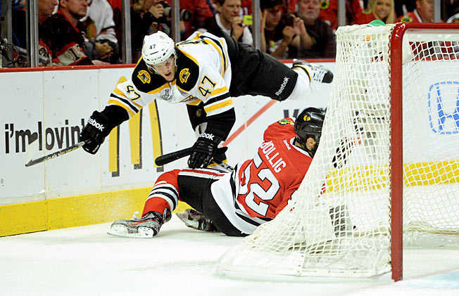 A single turnover can swing a game, as Boston's Torey Krug and Chicago's Brandon Bollig well know.